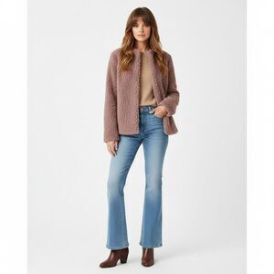 Melrose and Market Women’s Teddy Jacket Large Dusty Rose Fuzzy Faux Fur